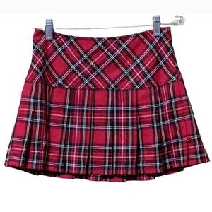 ROYAL BONES RED PLAID TARTAN MINI SKIRT - S